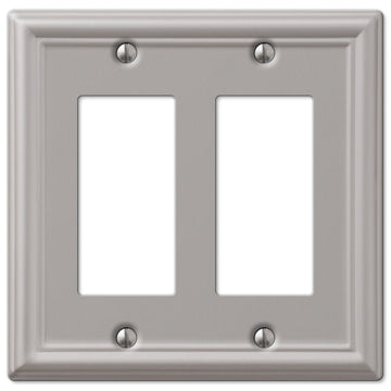 Chelsea Brushed Nickel Steel - 2 Rocker Wallplate - Wallplate Warehouse 149RRBN 070686559833 2 Rocker
