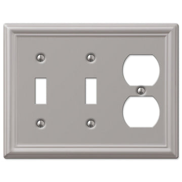 Chelsea Brushed Nickel Steel - 2 Toggle / 1 Duplex Wallplate - Wallplate Warehouse 149TTDBN 070686559956 2 Toggle / 1 Duplex