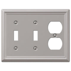 Chelsea Brushed Nickel Steel - 2 Toggle / 1 Duplex Wallplate