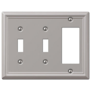 Chelsea Brushed Nickel Steel - 2 Toggle / 1 Rocker Wallplate - Wallplate Warehouse 149TTRBN 070686559963 2 Toggle / 1 Rocker