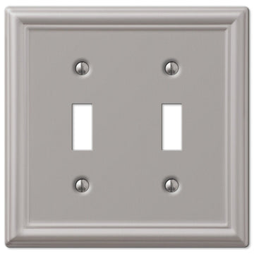 Chelsea Brushed Nickel Steel - 2 Toggle Wallplate - Wallplate Warehouse 149TTBN 070686559741 2 Toggle