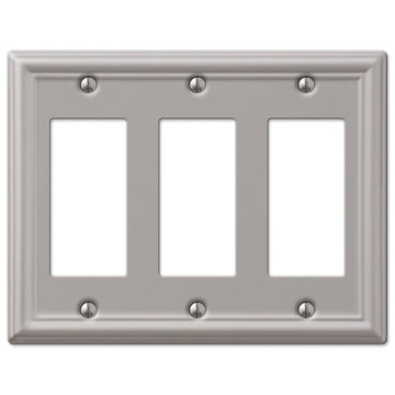 Chelsea Brushed Nickel Steel - 3 Rocker Wallplate - Wallplate Warehouse 149RRRBN 070686559888 3 Rocker