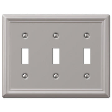 Chelsea Brushed Nickel Steel - 3 Toggle Wallplate - Wallplate Warehouse 149TTTBN 070686559871 3 Toggle