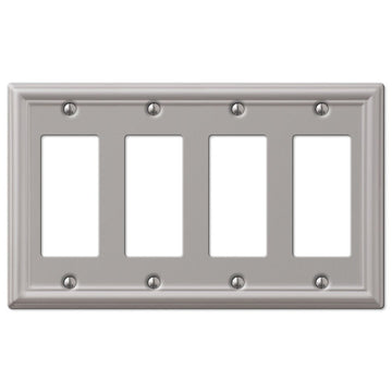 Chelsea Brushed Nickel Steel - 4 Rocker Wallplate - Wallplate Warehouse 149R4BN 070686559901 4 Rocker