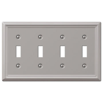 Chelsea Brushed Nickel Steel - 4 Toggle Wallplate - Wallplate Warehouse 149T4BN 070686559895 4 Toggle