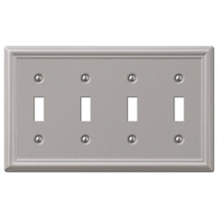 Chelsea Brushed Nickel Steel - 4 Toggle Wallplate