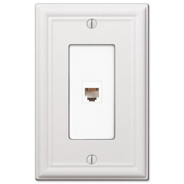 Chelsea White Steel - 1 Phone Jack Wallplate - Wallplate Warehouse 149PHW 070686582930 Phone Jacks