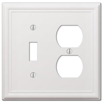 Chelsea White Steel - 1 Toggle/ 1 Duplex Outlet Wallplate - Wallplate Warehouse 149TDW 070686582831 1 Toggle / 1 Duplex