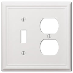 Chelsea White Steel - 1 Toggle/ 1 Duplex Outlet Wallplate