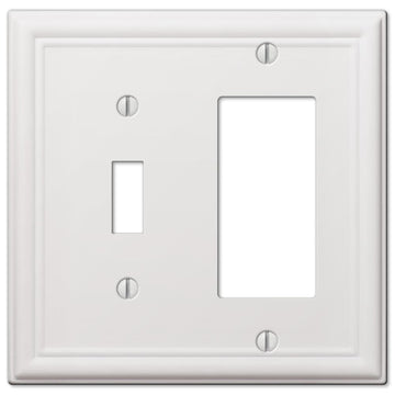 Chelsea White Steel - 1 Toggle/ 1 Rocker Wallplate - Wallplate Warehouse 149TRW 070686582893 1 Toggle / 1 Rocker