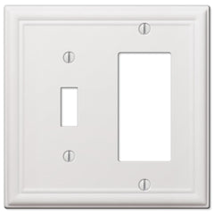 Chelsea White Steel - 1 Toggle/ 1 Rocker Wallplate