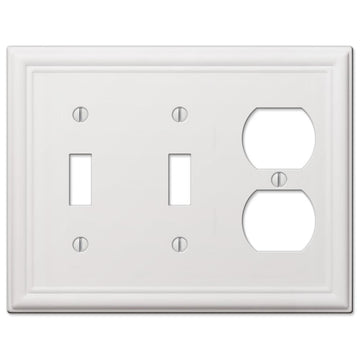 Chelsea White Steel - 2 Toggle/ 1 Duplex Outlet Wallplate - Wallplate Warehouse 149TTDW 070686582848 2 Toggle / 1 Duplex