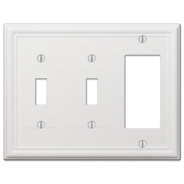Chelsea White Steel - 2 Toggle/ 1 Rocker Wallplate - Wallplate Warehouse 149TTRW 070686582909 2 Toggle / 1 Rocker