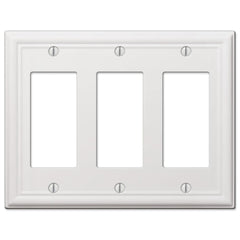 Chelsea White Steel - 3 Rocker Wallplate
