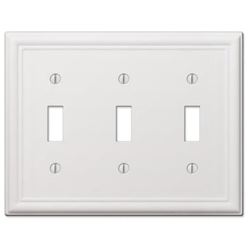 Chelsea White Steel - 3 Toggle Wallplate - Wallplate Warehouse 149TTTW 070686582794 3 Toggle