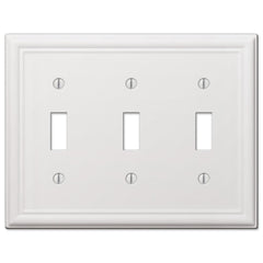 Chelsea White Steel - 3 Toggle Wallplate
