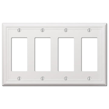 Chelsea White Steel - 4 Rocker Wallplate - Wallplate Warehouse 149R4W 070686582886 4 Rocker