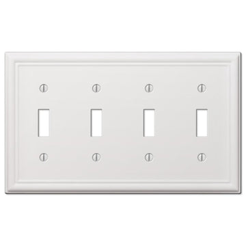 Chelsea White Steel - 4 Toggle Wallplate - Wallplate Warehouse 149T4W 070686582800 4 Toggle