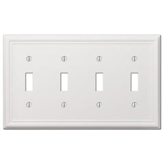 Chelsea White Steel - 4 Toggle Wallplate
