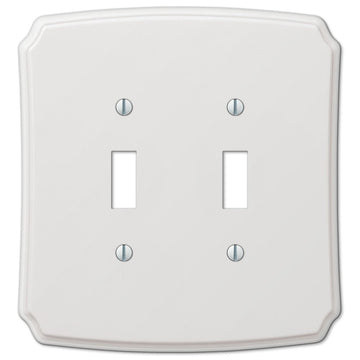Classic White Plastic - 2 Toggle Wallplate - Wallplate Warehouse 37TT 070686162415 2 Toggle