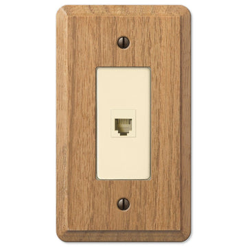 Contemporary Light Oak Wood - 1 Phone Jack Wallplate - Wallplate Warehouse 901PHL 070686581643 Phone Jacks