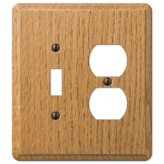 Contemporary Light Oak Wood - 1 Toggle / 1 Duplex Wallplate
