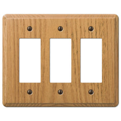 Contemporary Light Oak Wood - 3 Rocker Wallplate
