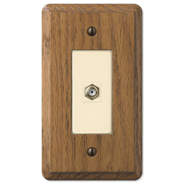 Contemporary Medium Oak Wood - 1 Cable Jack Wallplate - Wallplate Warehouse 901CX 070686581612 Cable Jacks