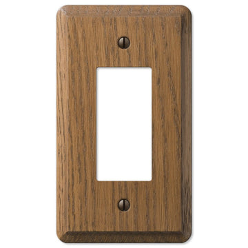 Contemporary Medium Oak Wood - 1 Rocker Wallplate - Wallplate Warehouse 901R 070686576731 1 Rocker