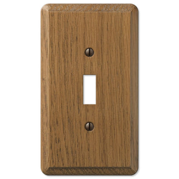 Contemporary Medium Oak Wood - 1 Toggle Wallplate - Wallplate Warehouse 901T 070686576663 1 Toggle