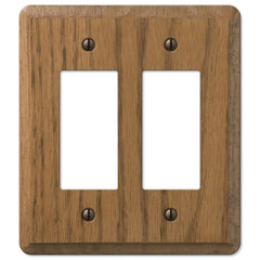 Contemporary Medium Oak Wood - 2 Rocker Wallplate