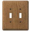 Contemporary Medium Oak Wood - 2 Toggle Wallplate - Wallplate Warehouse 901TT 070686576670 2 Toggle