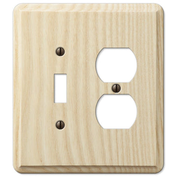 Contemporary Unfinished Ash Wood - 1 Toggle / 1 Duplex Wallplate - Wallplate Warehouse 401TD 070686576984 1 Toggle / 1 Duplex