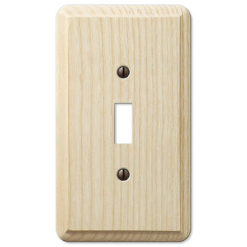 Contemporary Unfinished Ash Wood - 1 Toggle Wallplate - Wallplate Warehouse 401T 070686576922 1 Toggle