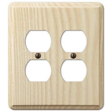Contemporary Unfinished Ash Wood - 2 Duplex Wallplate - Wallplate Warehouse 401DD 070686576977 2 Duplex