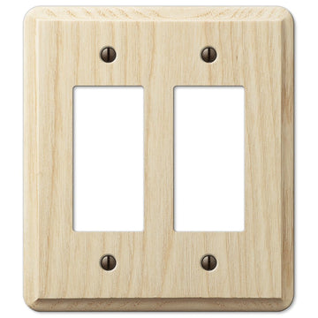 Contemporary Unfinished Ash Wood - 2 Rocker Wallplate - Wallplate Warehouse 401RR 070686577004 2 Rocker