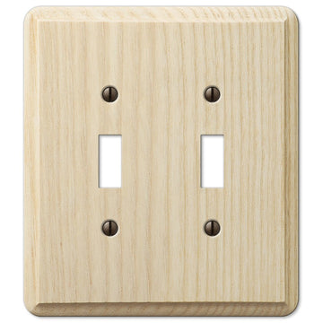 Contemporary Unfinished Ash Wood - 2 Toggle Wallplate - Wallplate Warehouse 401TT 070686576939 2 Toggle
