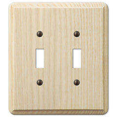 Contemporary Unfinished Ash Wood - 2 Toggle Wallplate