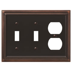 Continental Aged Bronze Cast - 2 Toggle / 1 Duplex Wallplate