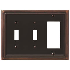 Continental Aged Bronze Cast - 2 Toggle / 1 Rocker  Wallplate