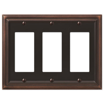 Continental Aged Bronze Cast - 3 Rocker Wallplate - Wallplate Warehouse 94RRRVB 070686572832 3 Rocker