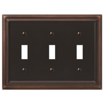 Continental Aged Bronze Cast - 3 Toggle Wallplate - Wallplate Warehouse 94TTTVB 070686572825 3 Toggle