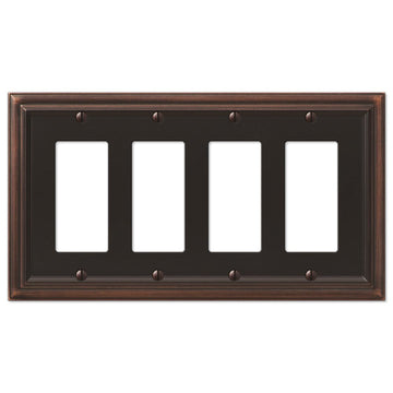 Continental Aged Bronze Cast - 4 Rocker Wallplate - Wallplate Warehouse 94R4VB 070686572856 4 Rocker