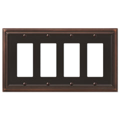 Continental Aged Bronze Cast - 4 Rocker Wallplate