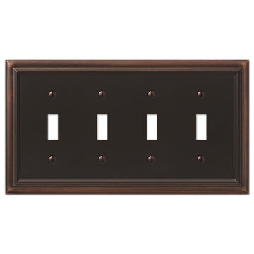 Continental Aged Bronze Cast - 4 Toggle Wallplate - Wallplate Warehouse 94T4VB 070686572849 4 Toggle