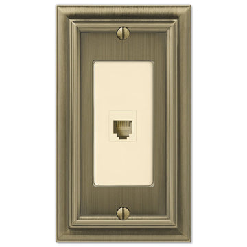 Continental Brushed Brass Cast - 1 Phone Jack Wallplate - Wallplate Warehouse 94PHBB 070686581810 Phone Jacks