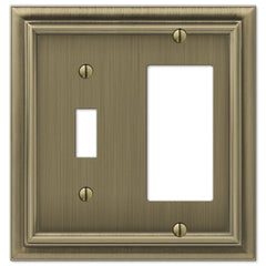 Continental Brushed Brass Cast - 1 Toggle / 1 Rocker Wallplate
