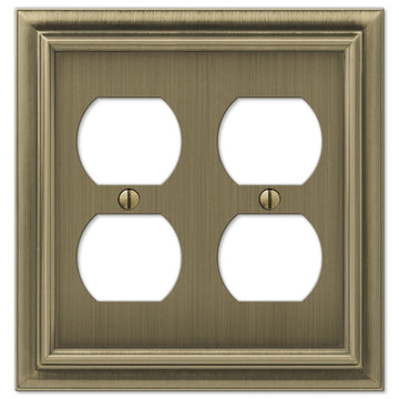 Continental Brushed Brass Cast - 2 Duplex Wallplate - Wallplate Warehouse 94DDBB 070686557181 2 Duplex