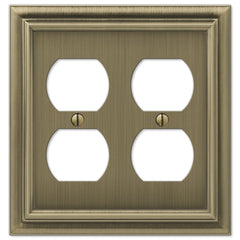 Continental Brushed Brass Cast - 2 Duplex Wallplate