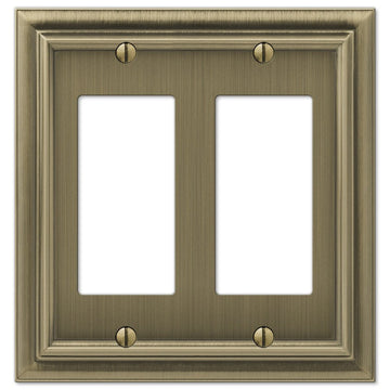 Continental Brushed Brass Cast - 2 Rocker Wallplate - Wallplate Warehouse 94RRBB 070686557198 2 Rocker